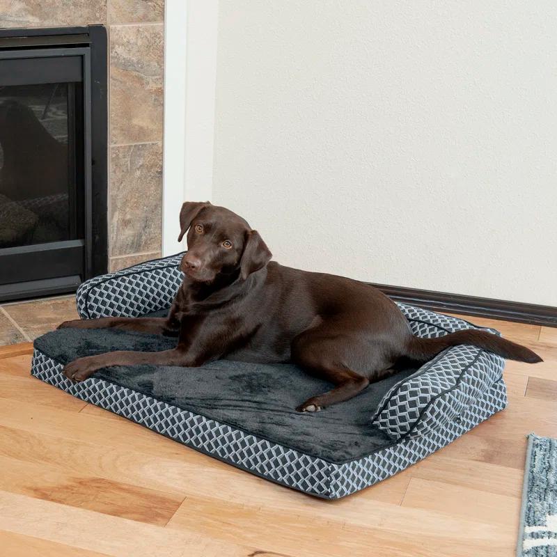 FurHaven Plush & Diamond Décor Comfy Couch Pet Bed