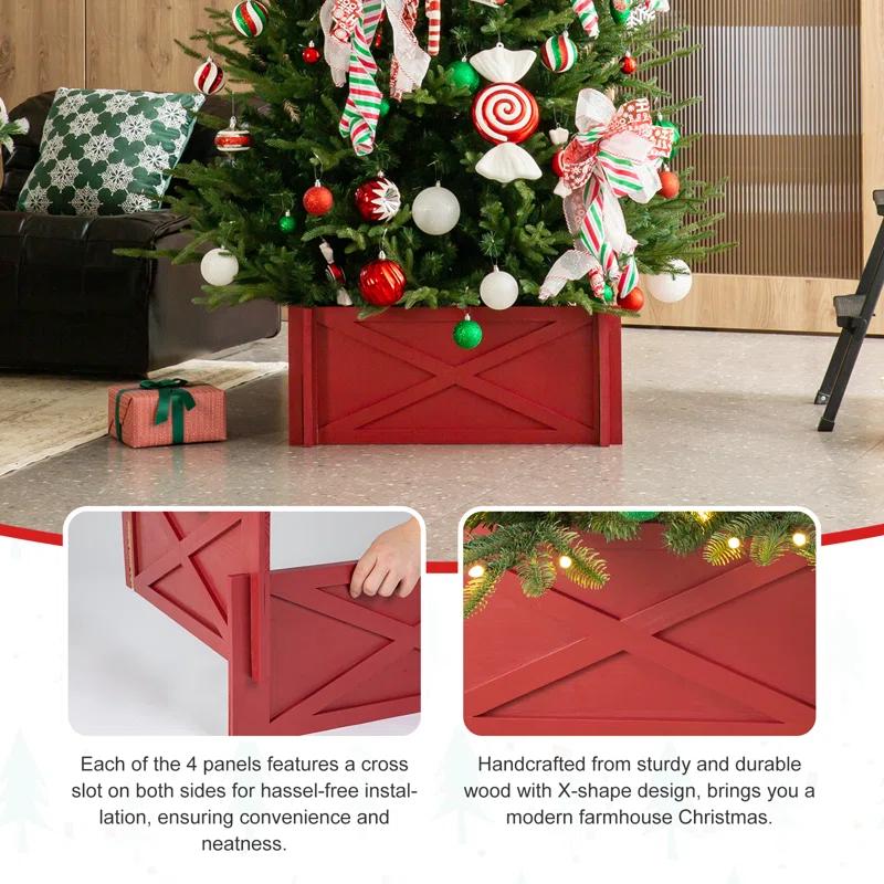 Red Wooden Tree Collar