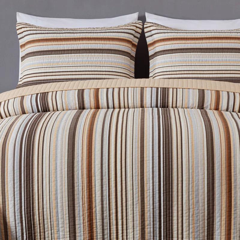 Chezmoi Collection Avery Striped Pre-Washed Cotton Quilt Set