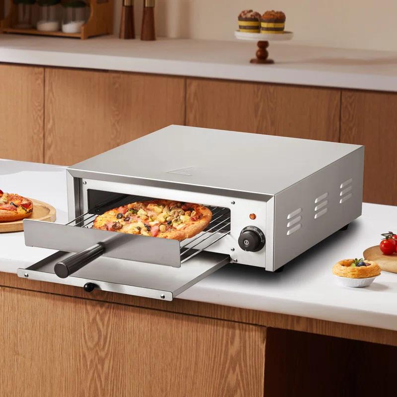 VEVOR Electric Pizza Oven 12-inch 1500W 122-662℉ Temp Range Removable Crumb Tray