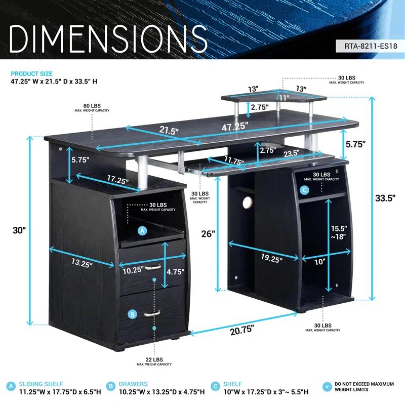 Hokku Designs Techni Mobili Complete Computer Workstation Desk With Storage
