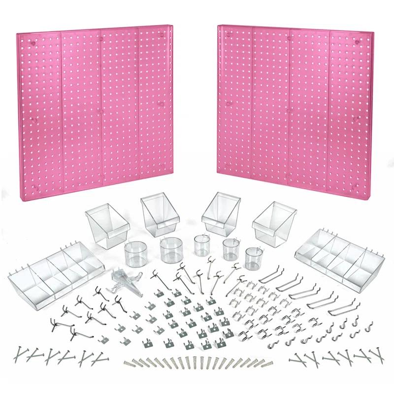 Azar Displays 900988-PNK 125-Piece Pegboard Organizer Kit (2 - 24"x24")