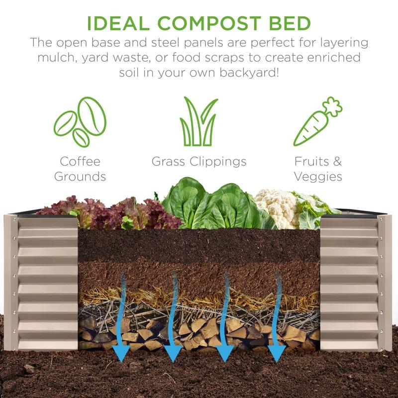 Arlmont & Co. Rosonda 8x4x2ft Outdoor Metal Raised Garden Bed, Planter Box for Vegetables, Flowers, Herbs