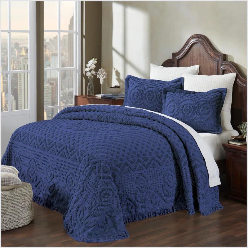 Better Trends Heirloom Collection Machine Washable 100% Cotton Chenille Coverlet / Bedspread Lush & Comfortable Bedding Medallion Pattern Fit All-Season