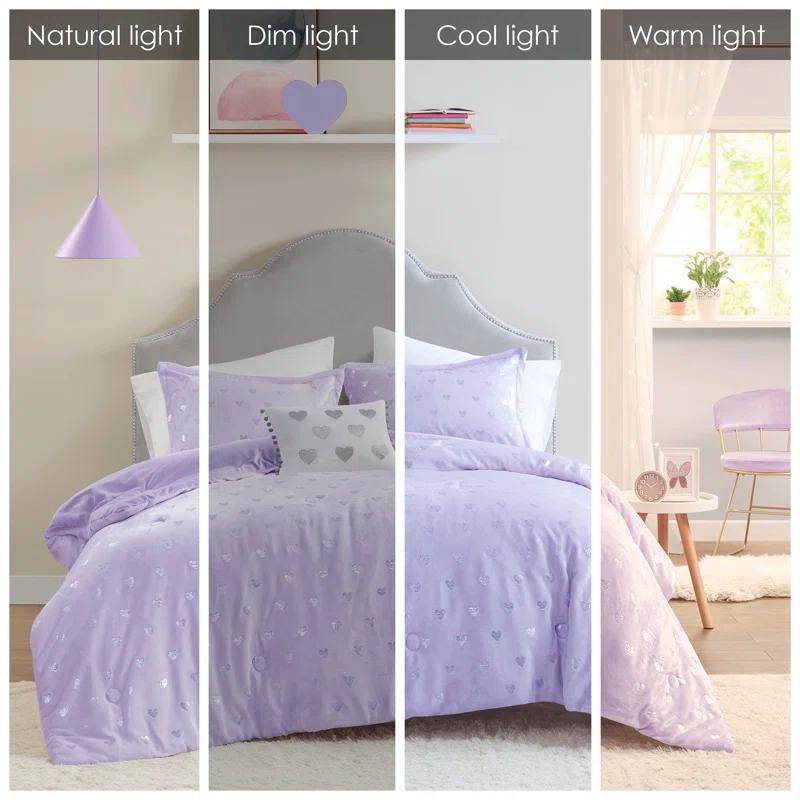 Rosalie Metallic Printed Plush Comforter Set