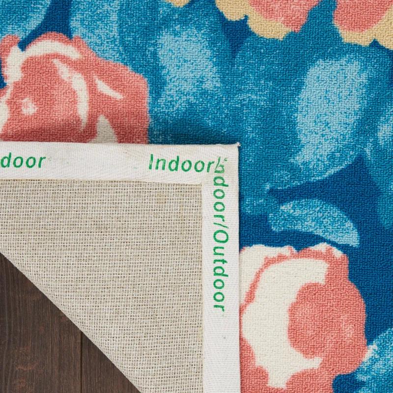 Waverly Floral Blue Outdoor Area Rug