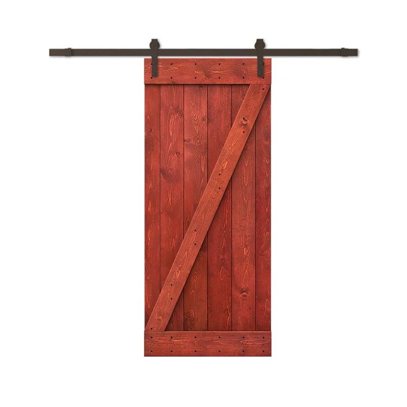 TMS 28'' x 84'' Solid Wood Paneled Painted with Installation Hardware Kit Barn Door