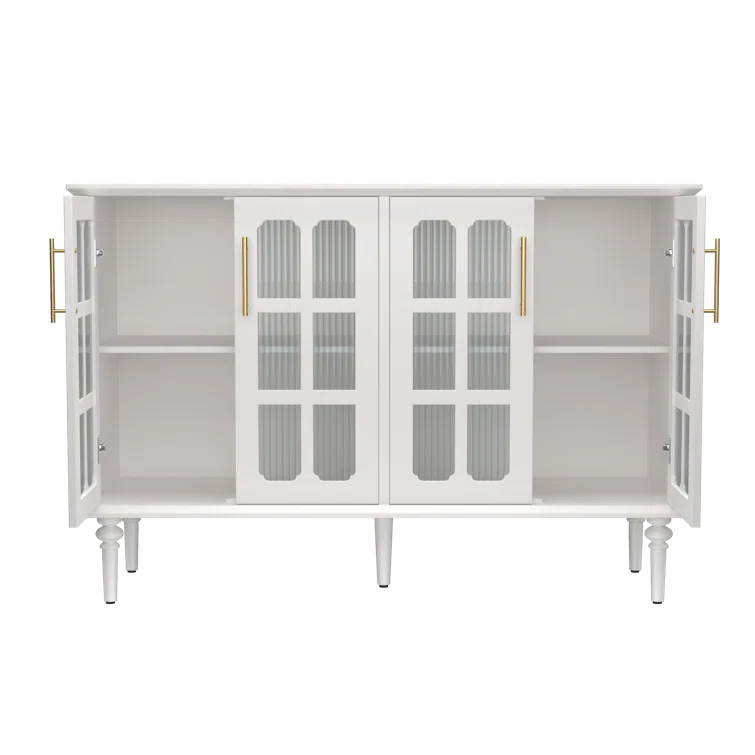 Charlton Home® Eldren 47.6-inch Antique Sideboard with Adjustable Shelves and 4 Glass Doors