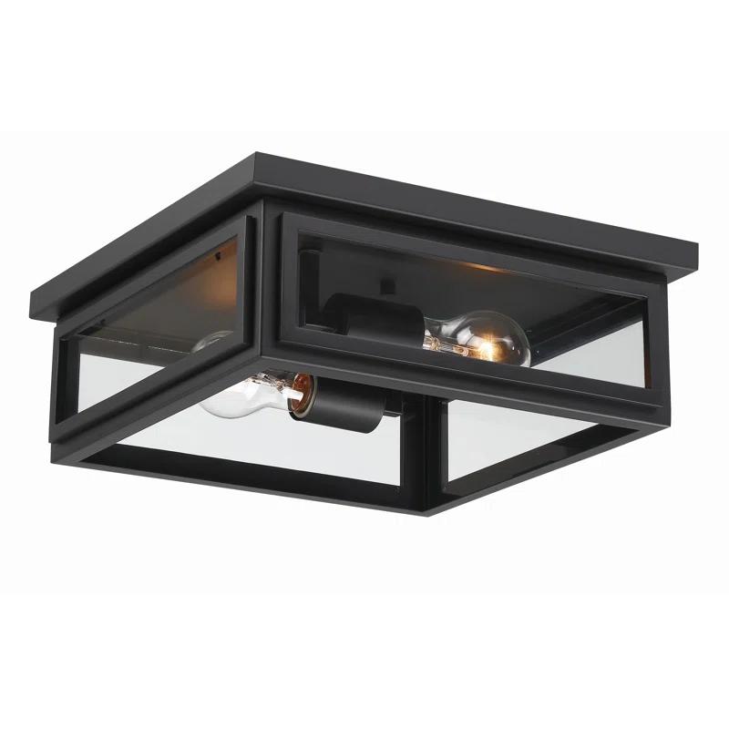 Crystorama Matte Black 2 - Bulb Outdoor Flush Mount