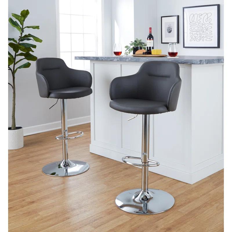 LumiSource Boyne Swivel Upholstered Adjustable Height Counter Stool with Metal Frame (Set of 2)