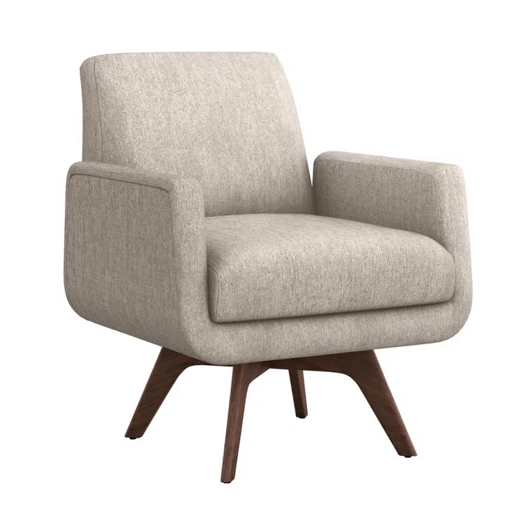 Bungalow Walnut Swivel Handcrafted Accent Chair