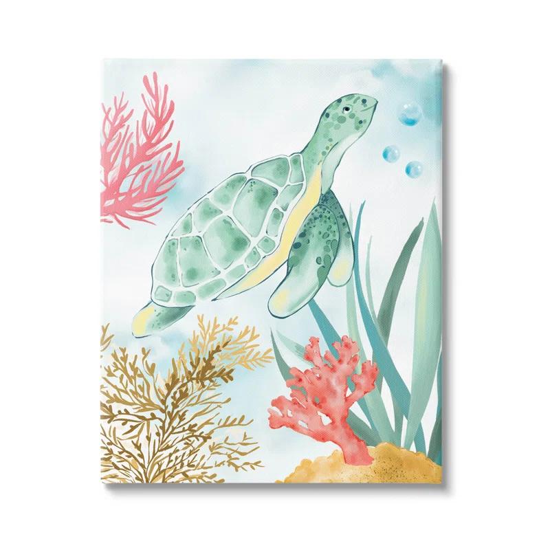 Stupell Industries " Turtle Coral Reef Bubbles " by House Of Rose
