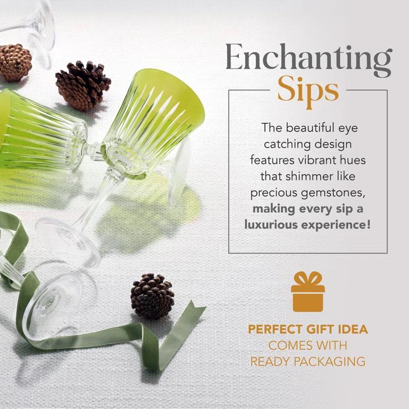 Barski Colored Wine Glasses - Set of 6 Wine Goblets - Glassware - Water Goblets - 7.5 oz (Set of 6)