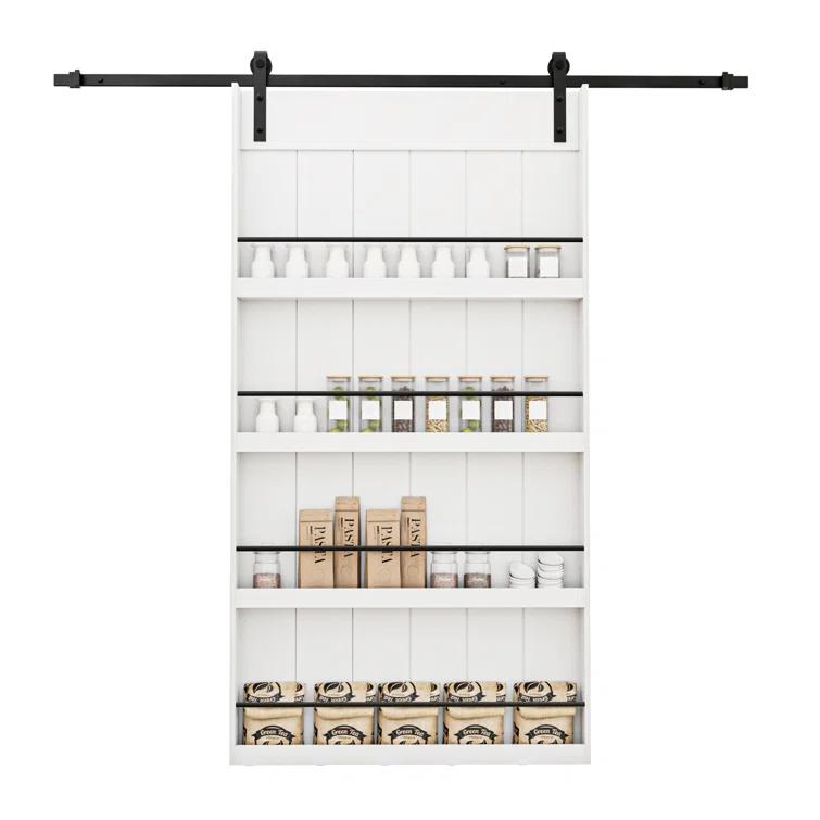 ARK DESIGN 84"H Wood and Primed Bookshelf Style Barn Door with Mounting Hardware Kit