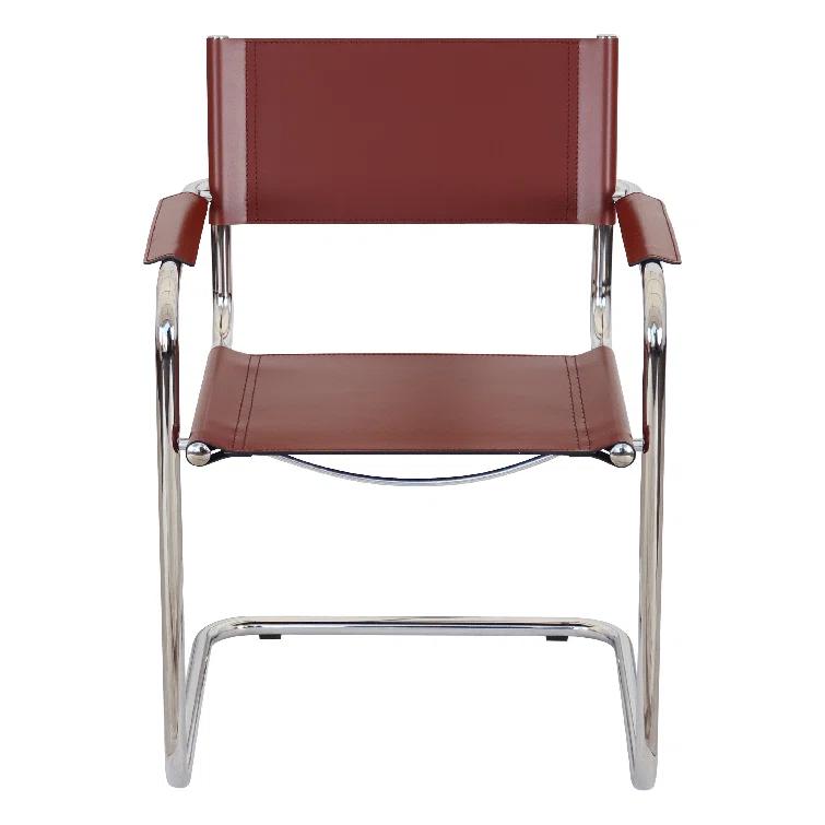 Breuer Chair Company Mart Stam Cantilever Armchair Arm Chair w/ Chrome-Plated Steel Frame (Various Bonded Leather Colors)
