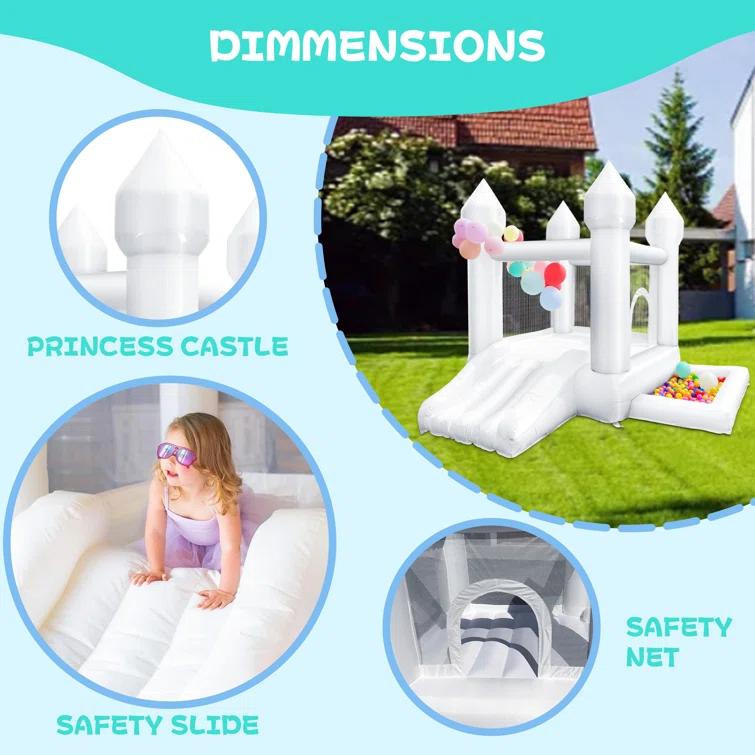 Connsann 9' x 9' Oxford White Bounce House with Slide and Air Blower