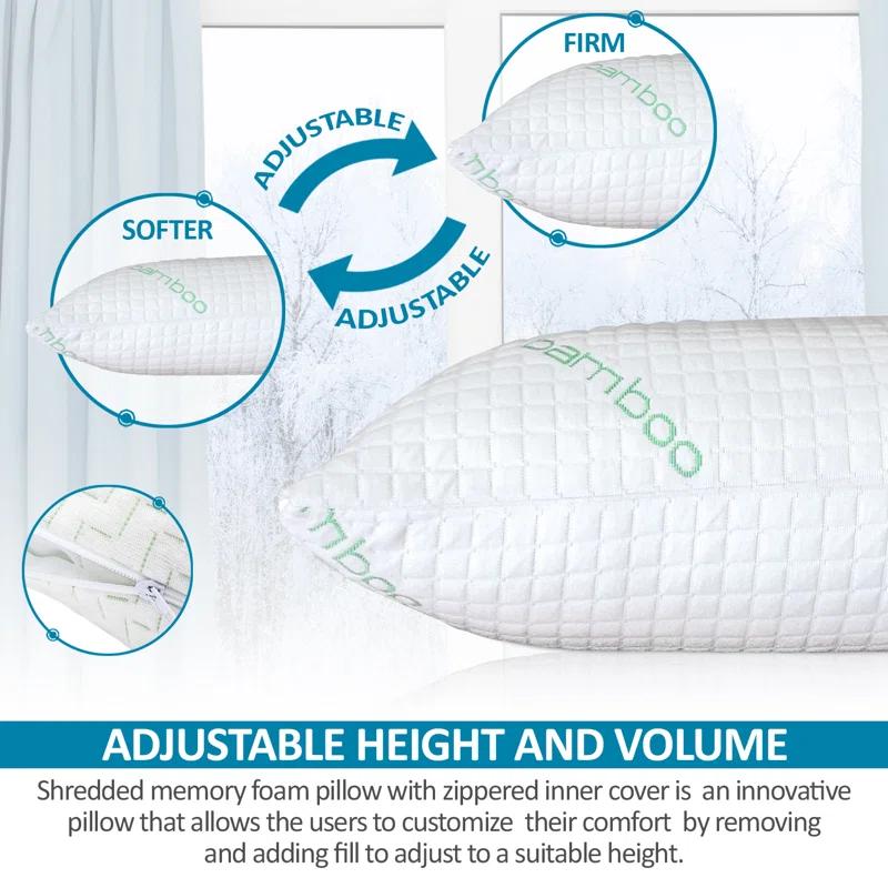 Beyers Rayon from Bamboo Cooling Memory Foam Firm Support Pillow (Set of 2)