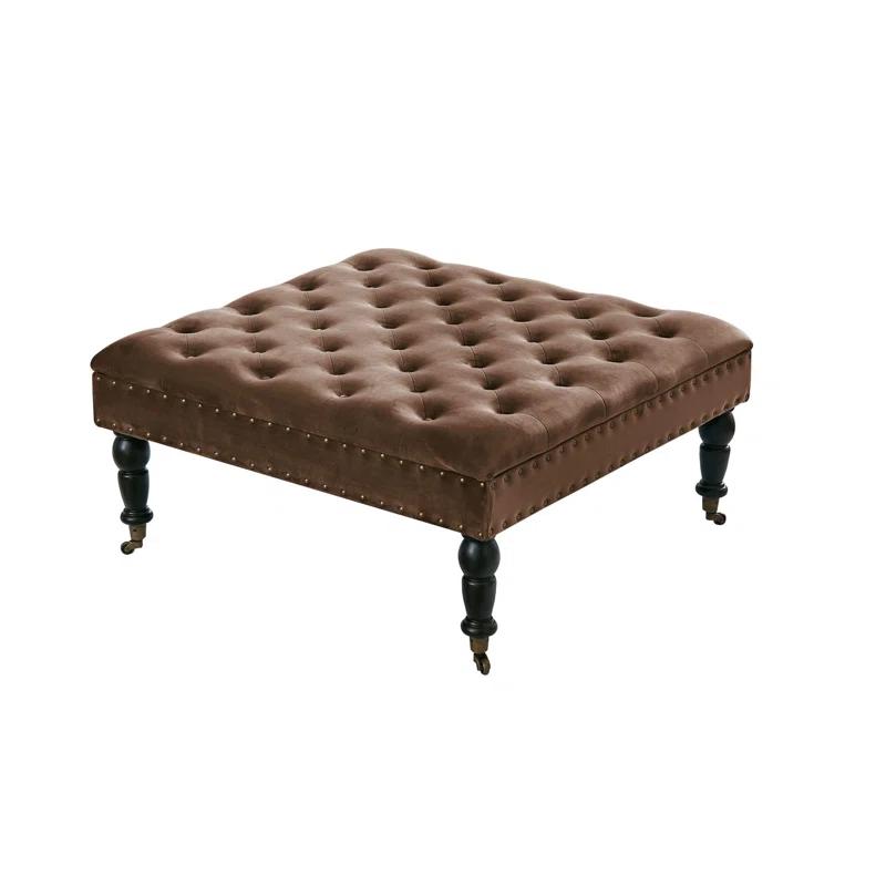 Rosdorf Park Leni 33" Velvet Square Tufted Cocktail Ottoman