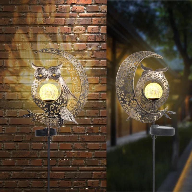 Arlmont & Co. Owl Solar Lights Outdoor Garden, Outdoor Waterproof Garden Decorative Owl Decor Lights For Patio Table Pathway Balcony Lawn Yard Decor Present For Mom Grandma Birthday