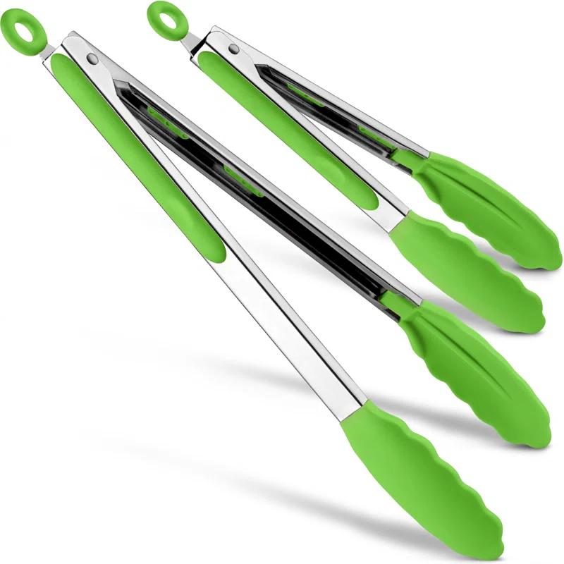 Zulay Kitchen Zulay Kitchen Tongs For Cooking - 2 Pack 9" & 12" Stainless Steel Silicone Tong Set
