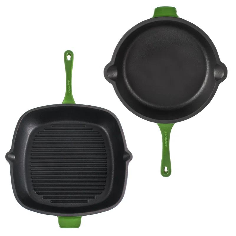 BergHOFF BergHOFF Neo 2Pc Cast Iron Cookware Set with Fry Pan and Grill Pan Set
