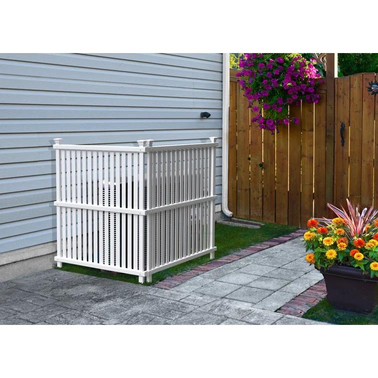 Enclo 45.5in H x 36.5in W (2 Panels) No Dig Enclo Wilmington White Vinyl Privacy Screen, Outdoor Privacy Panels, Trash Can Enclosure, Air Conditioner Fence, Pool Equipment Enclosure, ZP19008