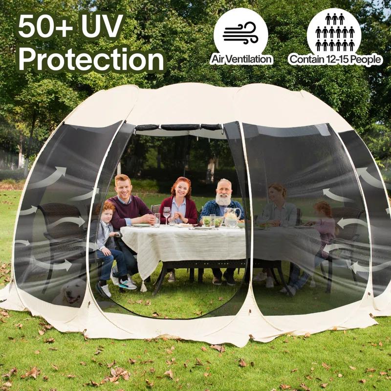 EighteenTek Fiberglass Patio Gazebo Pop Up with Screen Room Tents