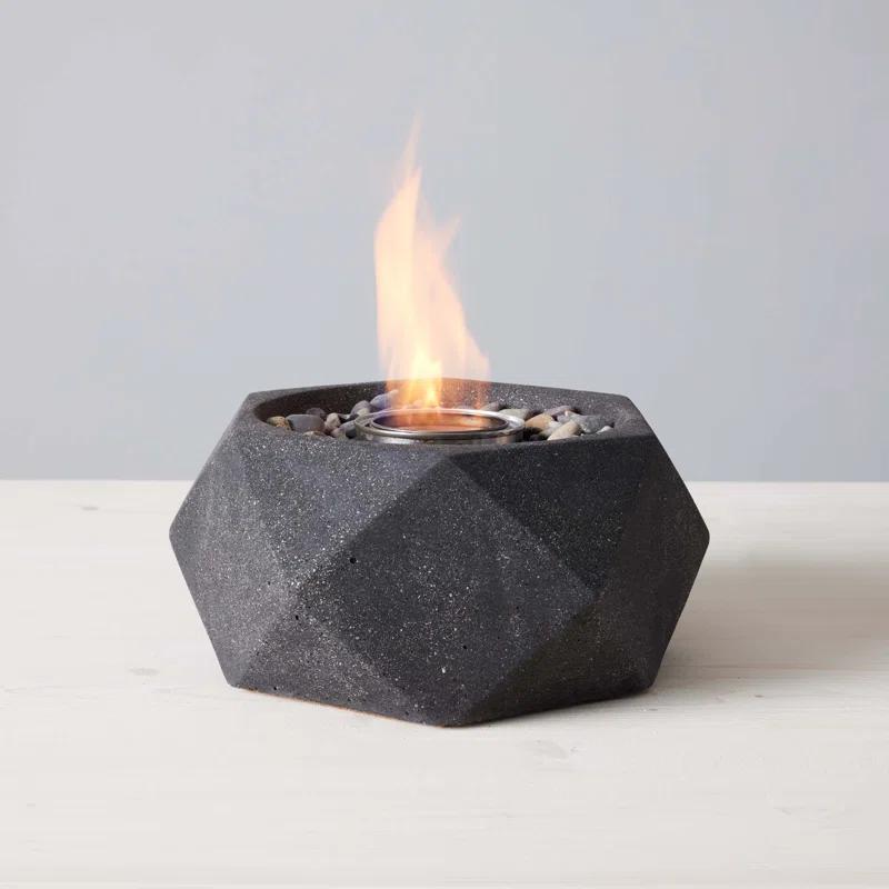 TerraFlame TerraFlame Geo Concrete Table Top Gel Fuel Fire Bowl - Indoor and Outdoor Use