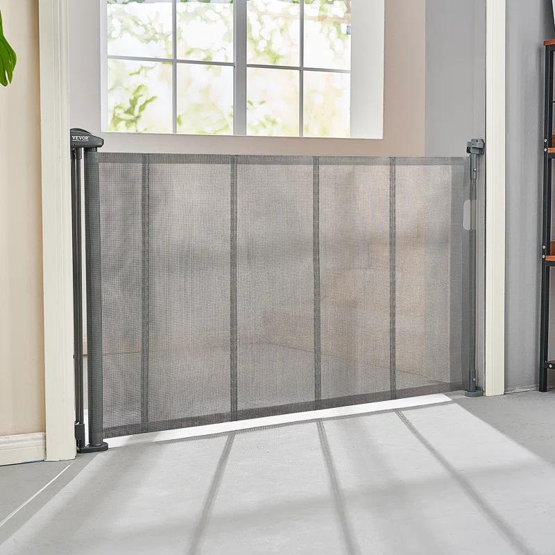 VEVOR VEVOR Retractable Gate Black Plastic Wall Mounted Pet Gate