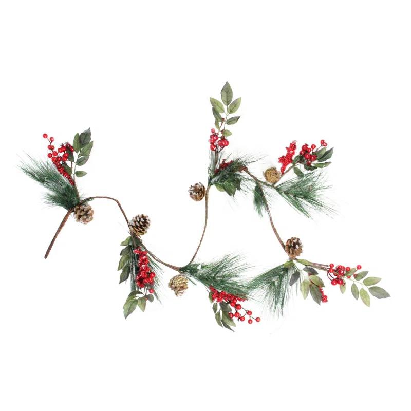 Northlight Seasonal 4.5' x 5.5" Green and Red Snow Dusted Artificial Christmas Garland - Unlit