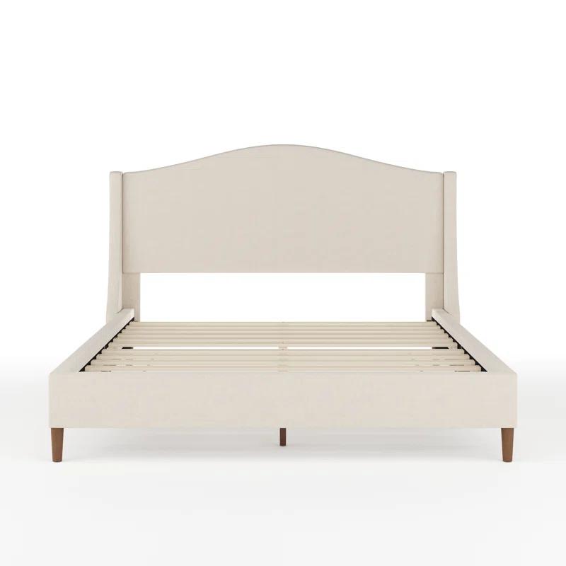 Martha Stewart Amelia Upholstered Platform Bed With Curved Headboard