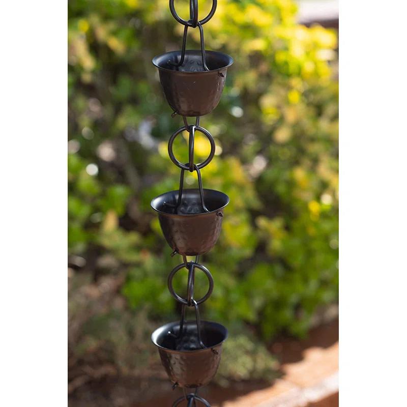 Monarch Rain Chains Aluminum Hammered Cup Rain Chain Replacement Downspout for Gutters