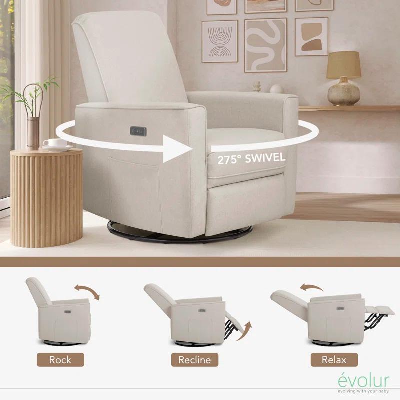 Evolur Greenguard Gold Certified Upholstered Swivel Reclining Glider