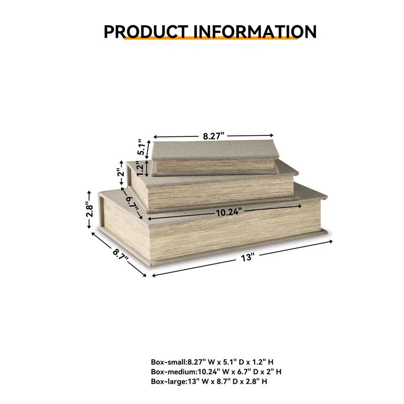 Ebern Designs Kepir 3 Piece Fabric Book Box Set