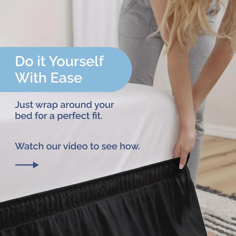 CGK Linens Ruffled Elastic Wrap Around Tailored Bed Skirt