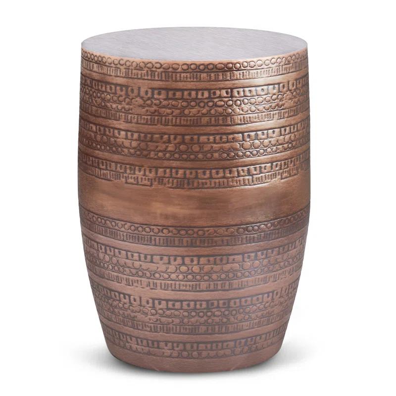 Dakota Fields Johnsen 15 in Large Iron Metal Drum Accent Side End Table