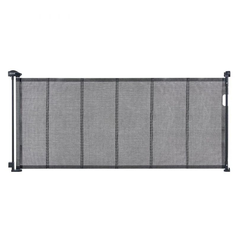 VEVOR VEVOR Retractable Gate Black Plastic Wall Mounted Pet Gate