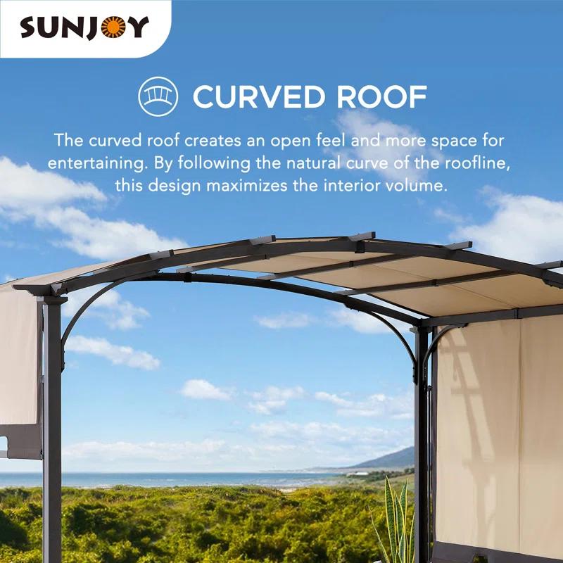 Sunjoy Sunjoy Lindt 9.5 x 11 ft. Outdoor Steel Arched Pergola with Adjustable Canopy for Patio, Backyard, and Garden