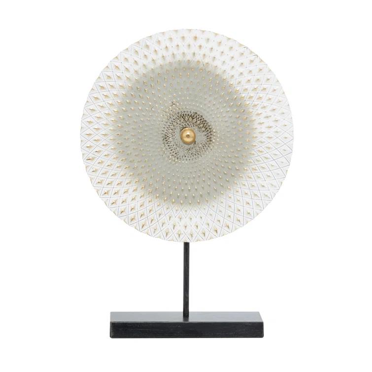 Dakota Fields Diahna Metal Geometric Decorative Gray Sculpture with Black Base