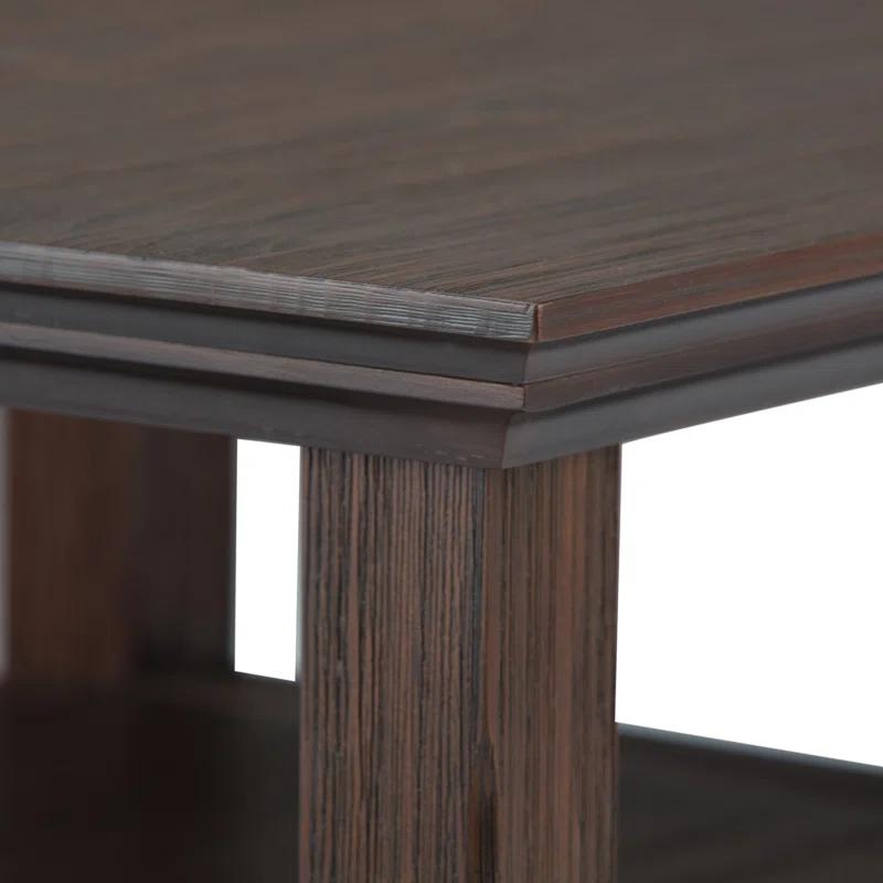Simpli Home Acadian Solid Wood Transitional Table with Open Shelves
