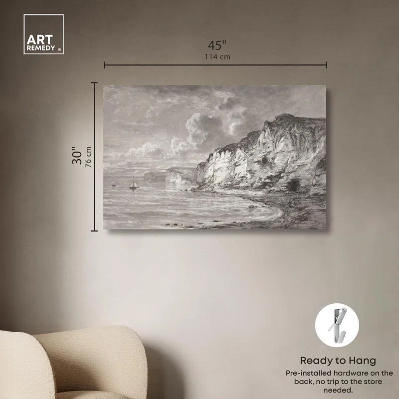 Art Remedy Cliffs along Normandy Coast Canvas Vintage Art Prints by Art Remedy