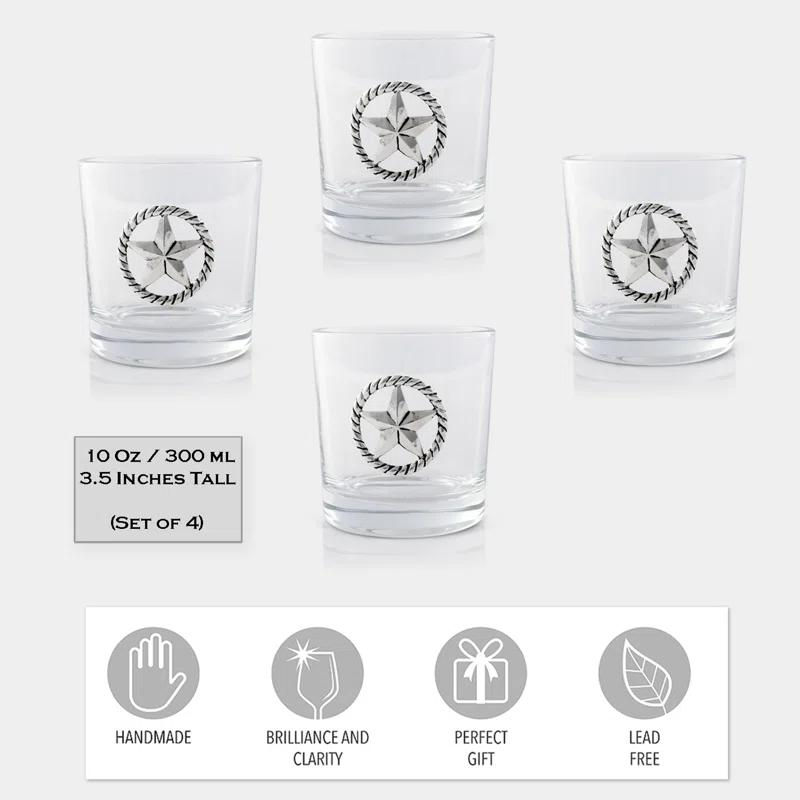 Arthur Court Designs Arthur Court Designs 4 - Piece Western Star Whiskey Glassware Set (Set of 4)