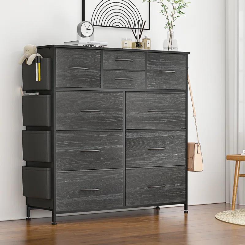 Sienna-Marie 10 - Drawer Dresser, Chest of Drawers for Bedroom with 4 Side Pockets and 2 Hooks