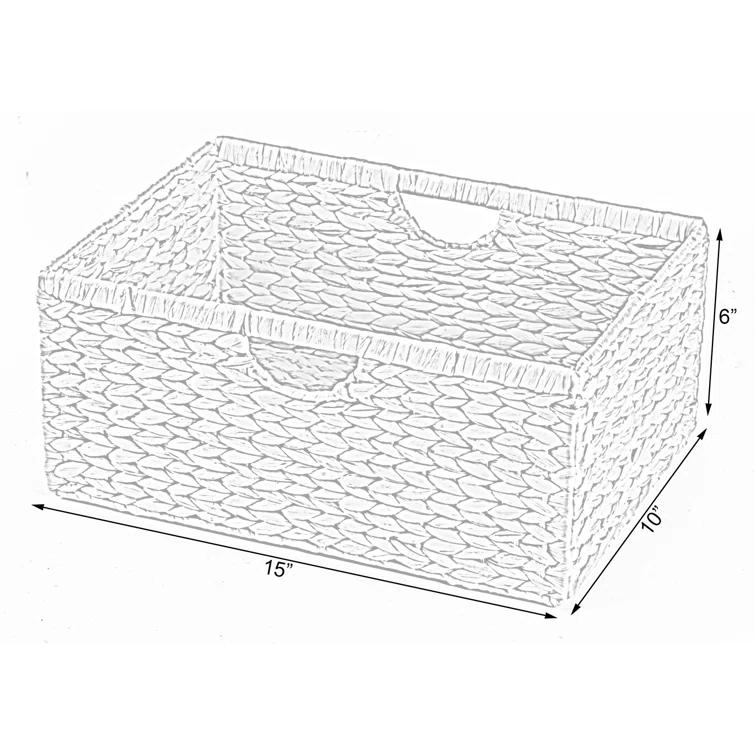 Highland Dunes 3 Small Hyacinth Baskets Rustic Handwoven Multipurpose Foldable Storage Organizer Decorative Laundry Totes and Woven Storage Bin for Bedroom Living Room Bathroom Pantry and Closet