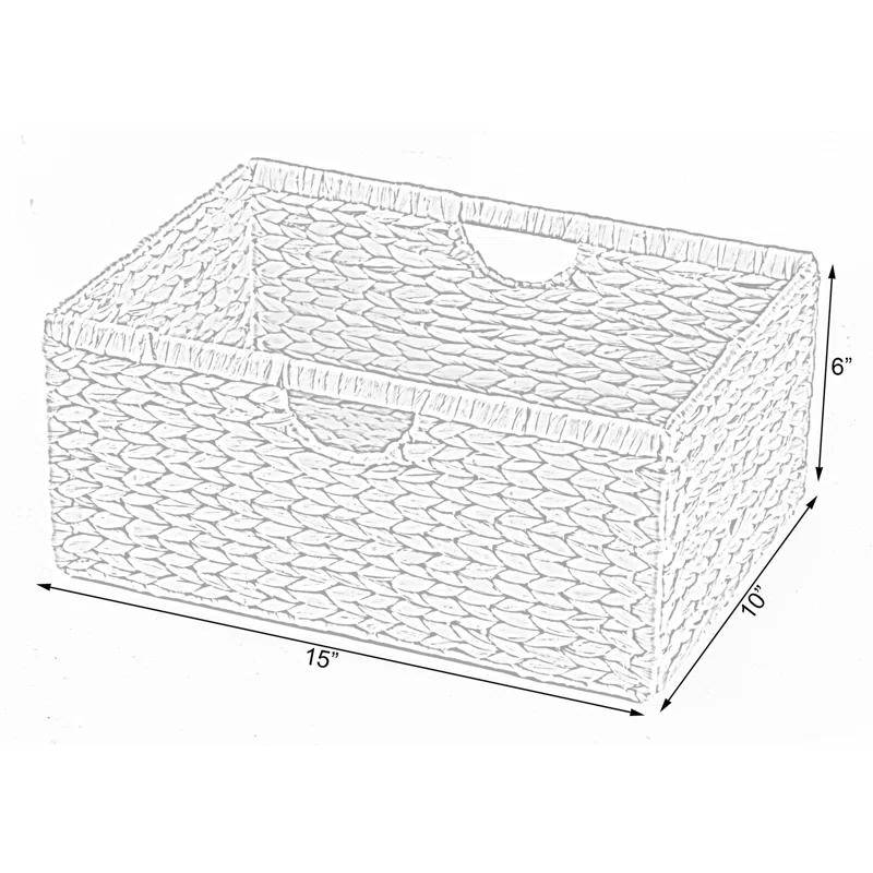 Highland Dunes Small Hyacinth Basket - Rustic Handwoven Multipurpose Foldable Storage Organizer Decorative Laundry Totes and Woven Storage Bin for Bedroom, Living Room, Bathroom, Pantry and Closet