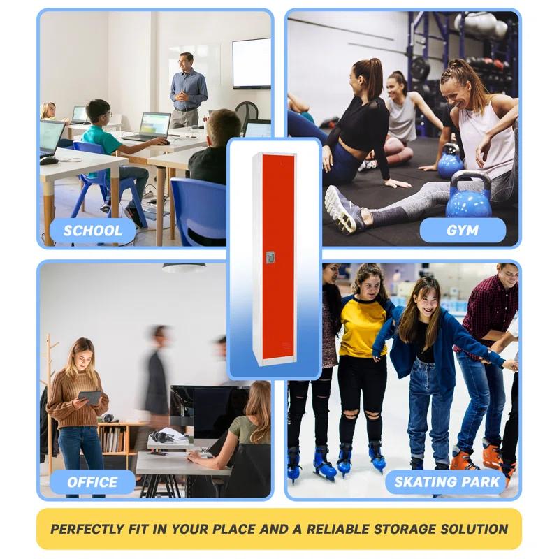 AdirOffice 12'' Wide Steel 1-Tier School and Gym Locker