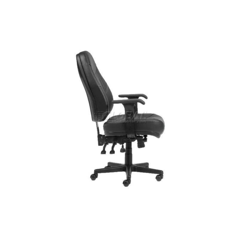 Interion Office Chair With High Back & Adjustable Arms, Leather, Black