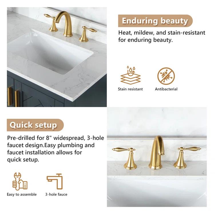 Altair Ceres 73" Engineered Stone Double Bathroom Vanity Top with Sink