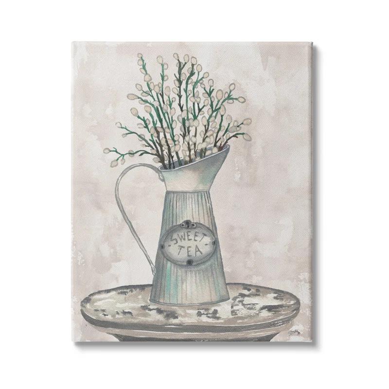 Stupell Industries Pussy Willow Botanicals Sweet Tea Country Jar Painting | Wayfair
