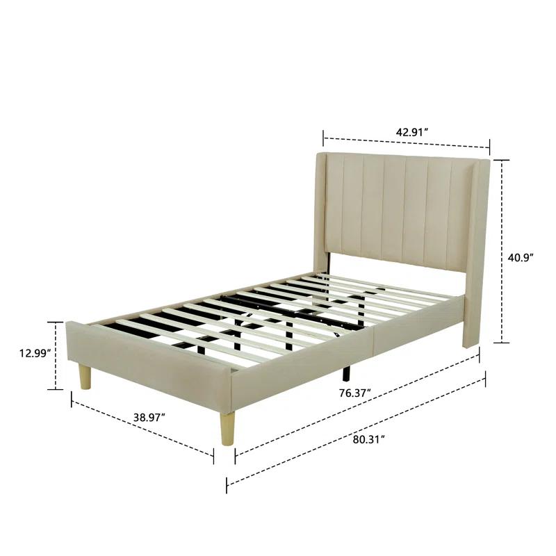 Wade Logan® Eriksay Low Profile Upholstered Platform Bed with Wingback Headboard